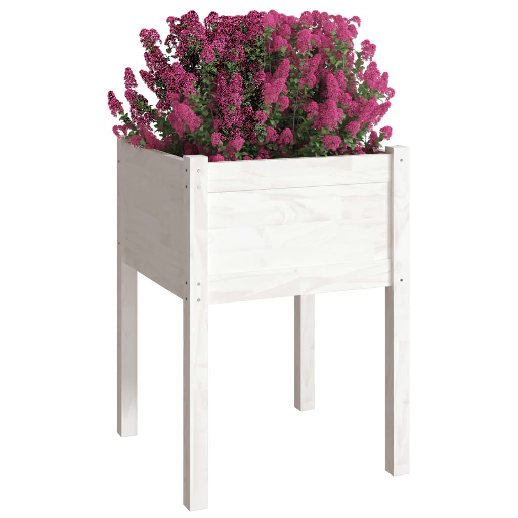 

vidaXL Plantenbak 50x50x70 cm massief grenenhout wit