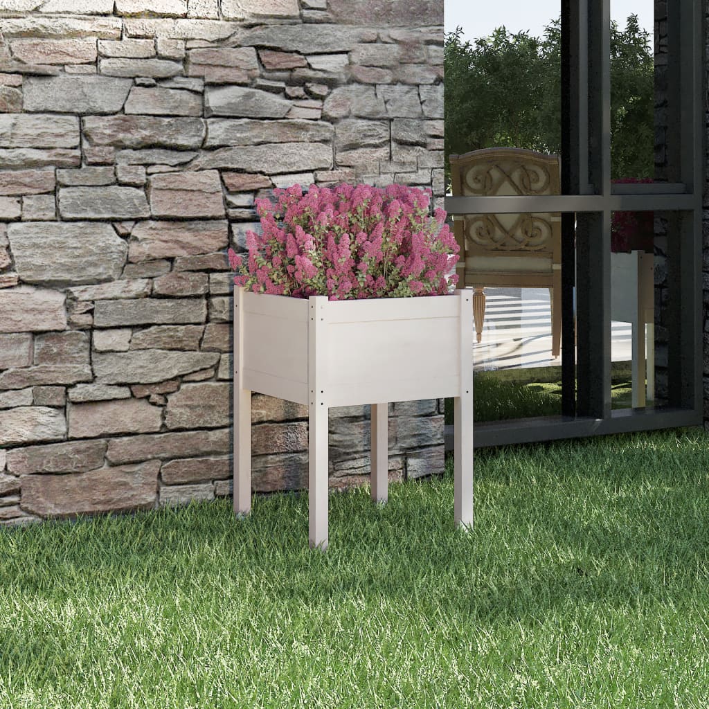 vidaXL Donica ogrodowa, biaa, 50x50x70 cm, lite drewno sosnowe