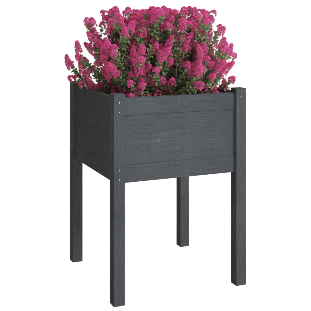 

vidaXL Plantenbak 50x50x70 cm massief grenenhout grijs