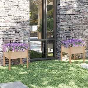 Vrtno cvetlično korito 2 kosa 70x70x70 cm trdna borovina