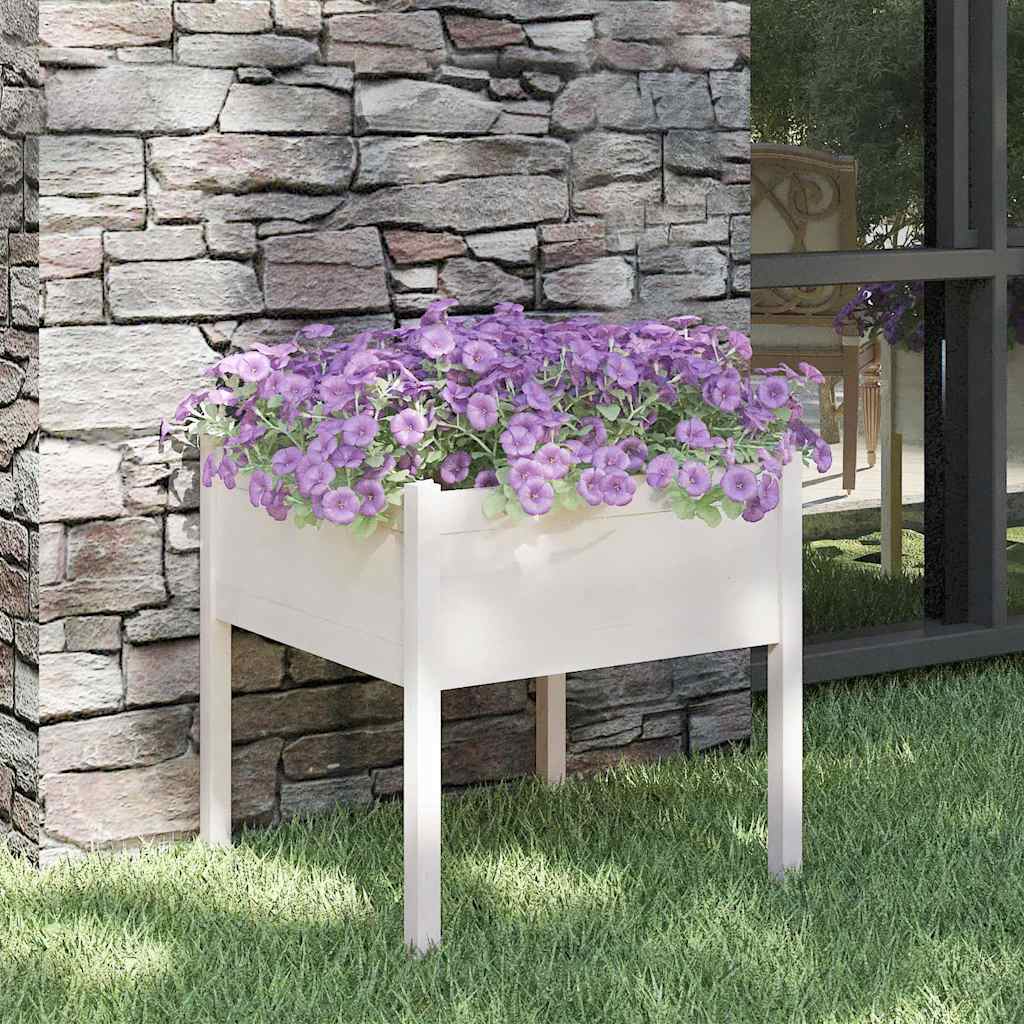 vidaXL Donica ogrodowa, bia�a, 70x70x70 cm, lite drewno sosnowe