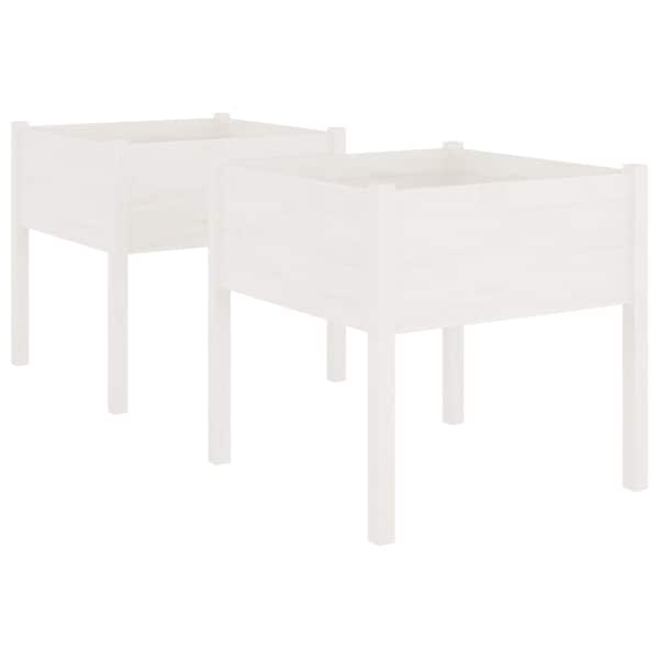 vidaXL aia taimekast, 2 tk, valge 70x70x70 cm, toekas m&auml;nnipuit