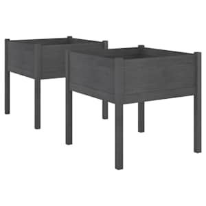 vidaXL aia taimekast, 2 tk, hall 70x70x70 cm, toekas m&auml;nnipuit