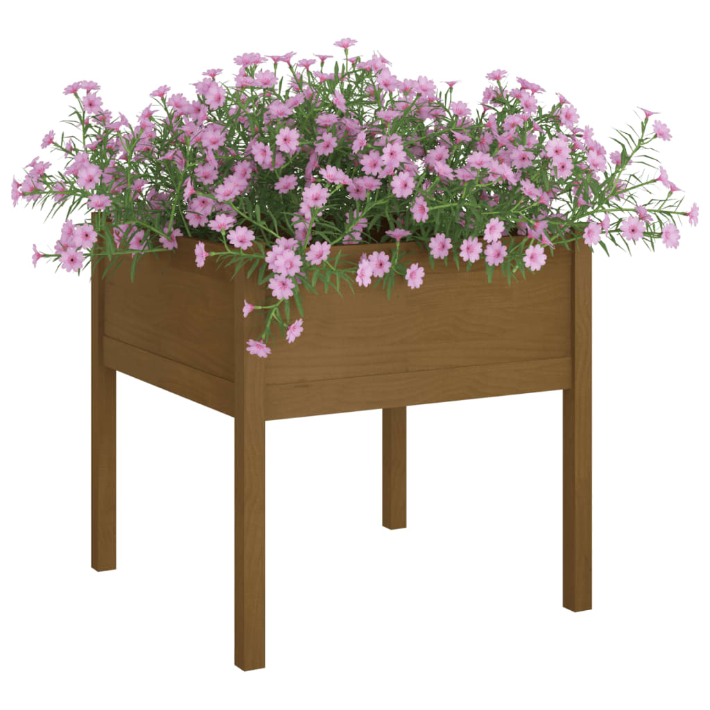 vidaXL Plantenbak 70x70x70 cm massief grenenhout honingbruin afbeelding