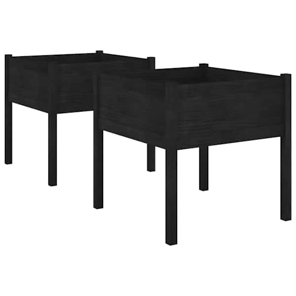vidaXL aia taimekast, 2 tk, must 70x70x70 cm, toekas m&auml;nnipuit