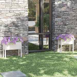 Vrtno cvetlično korito 2 kosa belo 70x31x70 cm trdna borovina