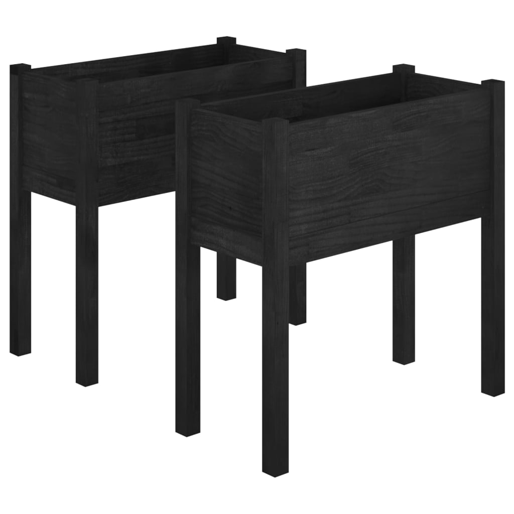 VidaXL Jardinières 2 Pcs Noir 70x31x70 Cm Bois De Pin Massif