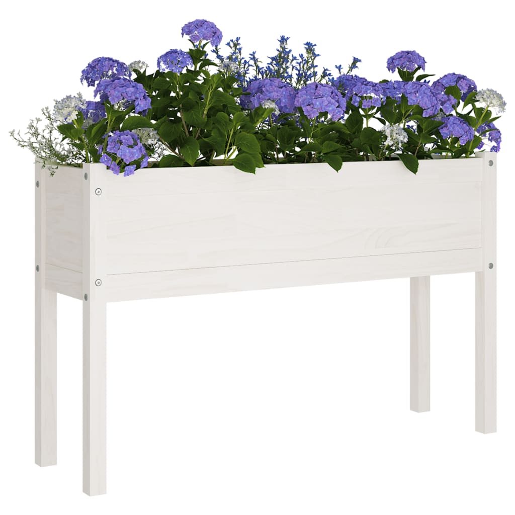 

vidaXL Plantenbak 110x31x70 cm massief grenenhout wit