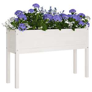 Zahradní truhlík bílý 110 x 31 x 70 cm masivní borové dřevo - obrázek 3