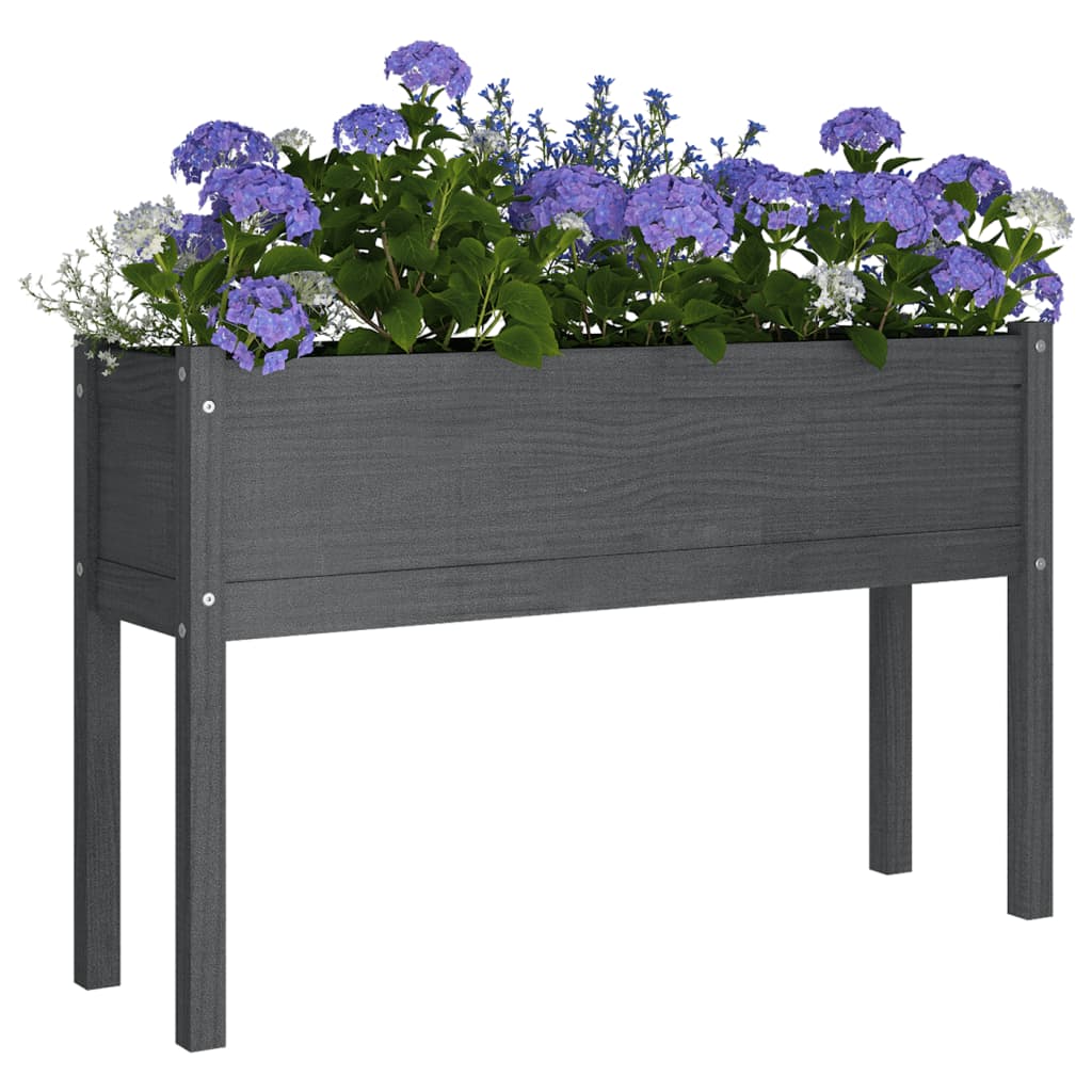 

vidaXL Plantenbak 110x31x70 cm massief grenenhout grijs