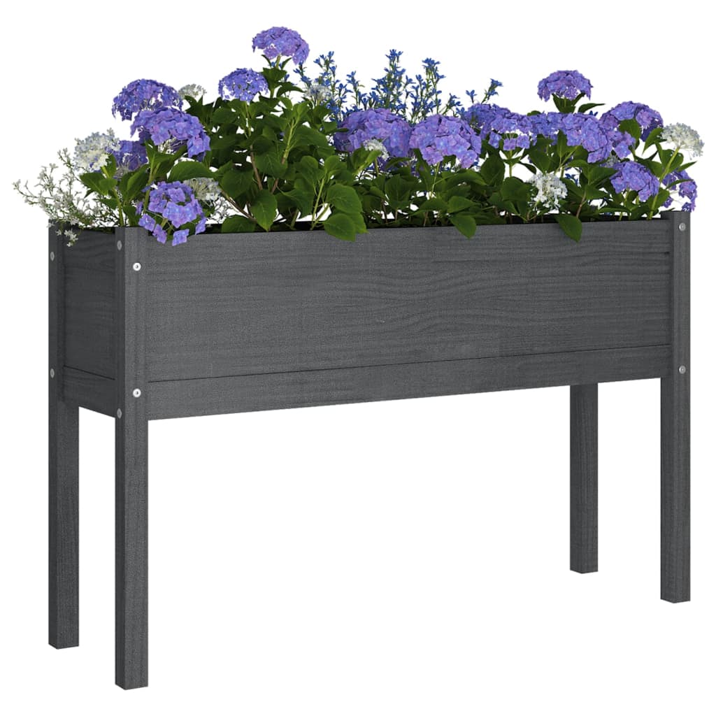 

vidaXL Plantenbakken 2 st 110x31x70 cm massief grenenhout grijs