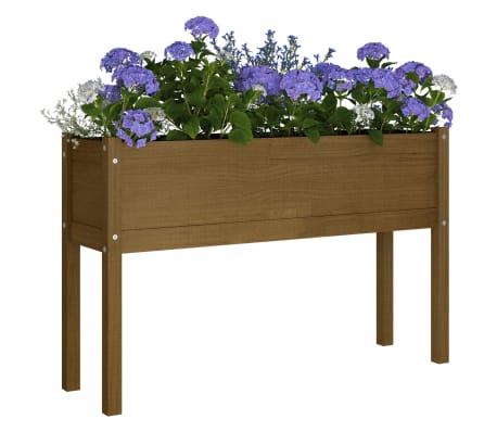 vidaXL Jardineras 2 uds madera maciza de pino marrón 110x31x70 cm