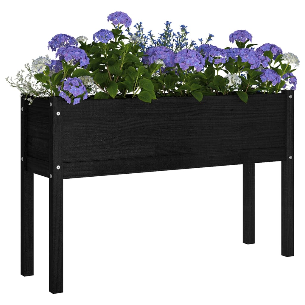 

vidaXL Plantenbak 110x31x70 cm massief grenenhout zwart