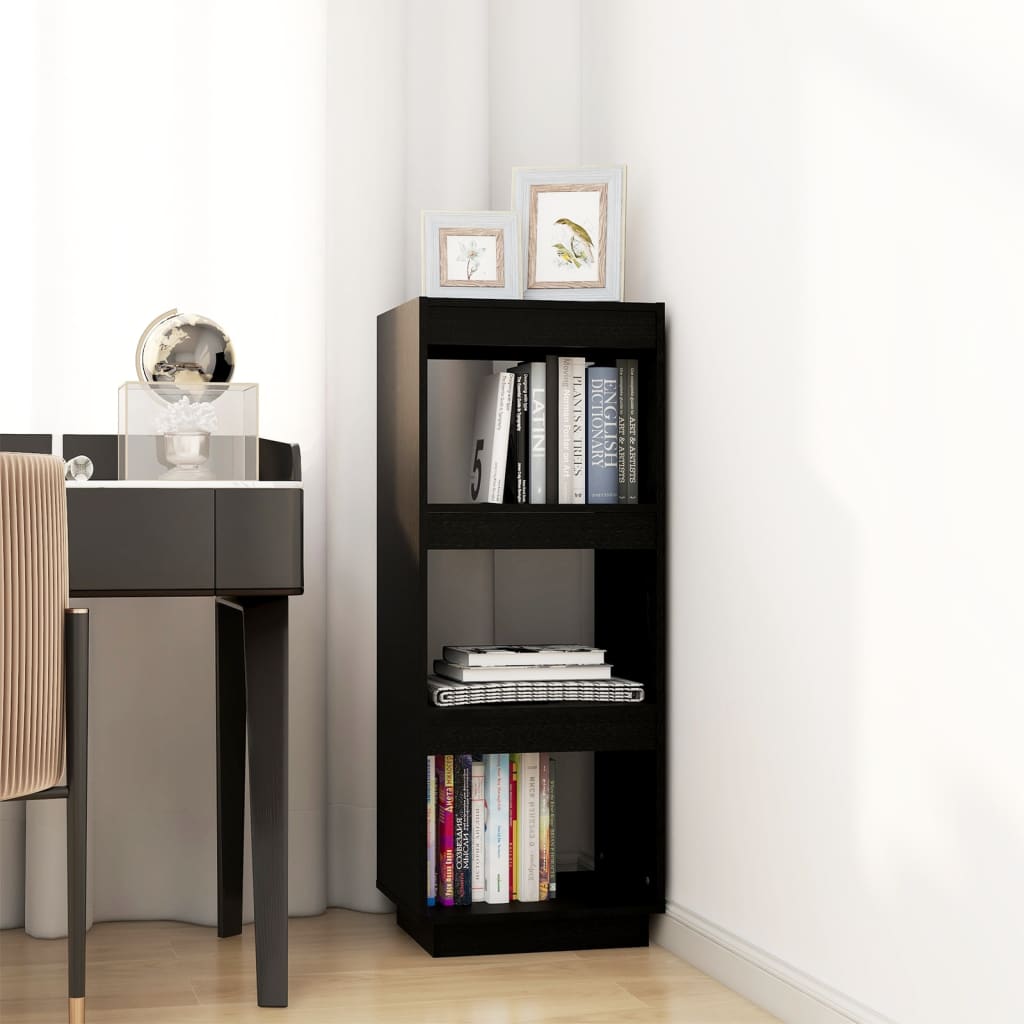 Thumbnail - vidaXL Bücherregal/Raumteiler Schwarz 40x35x103 cm Massivholz Kiefer