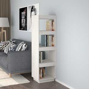 Knjižna omara za razdelitev prostora bela 40x35x135 cm borovina