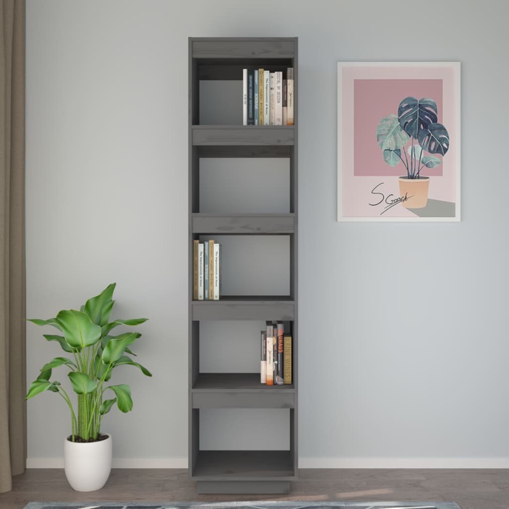 vidaXL Bibliotecă/Separator cameră gri 40x35x167 cm lemn masiv de pin