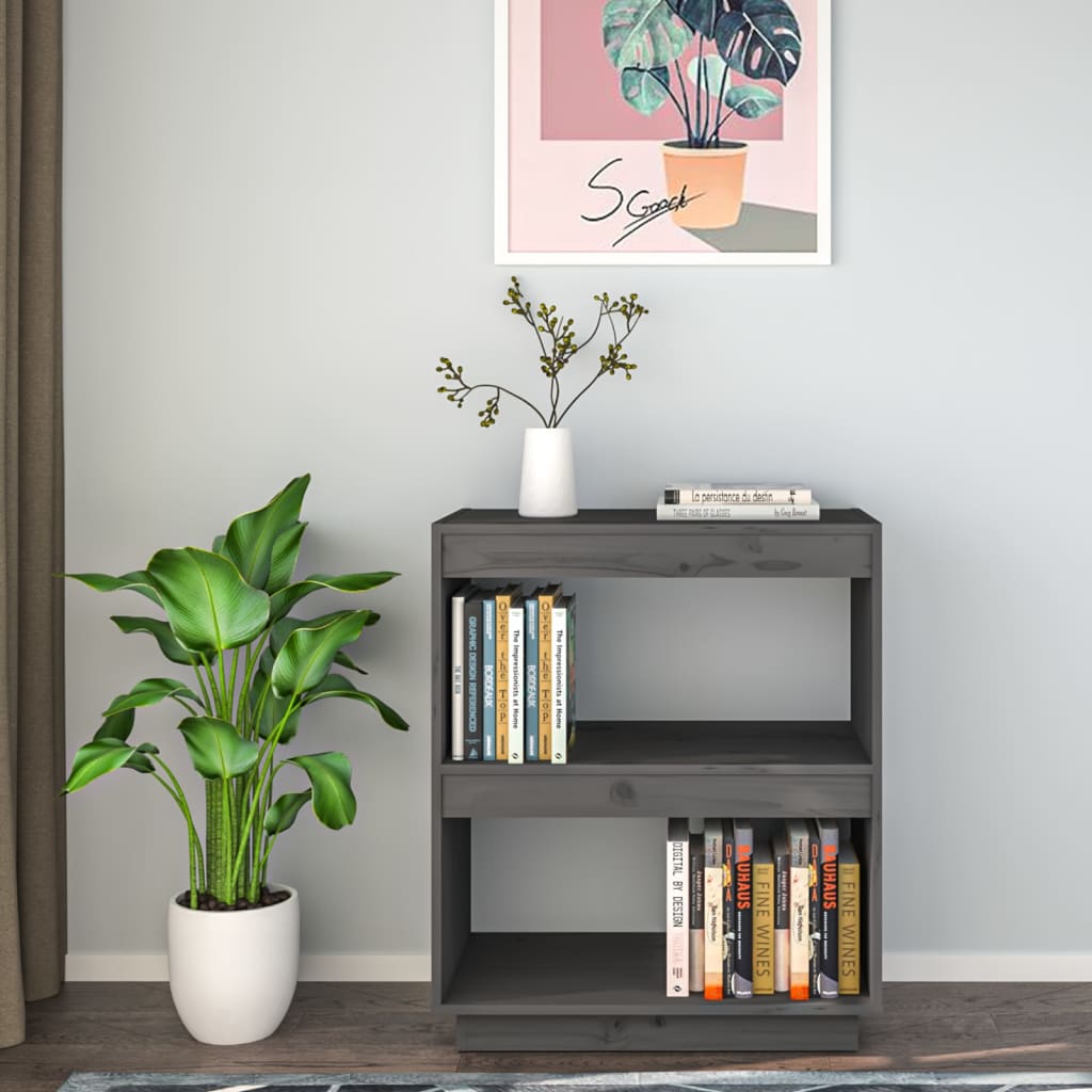 vidaXL Boekenkast 60x35x71 cm massief grenenhout grijs afbeelding