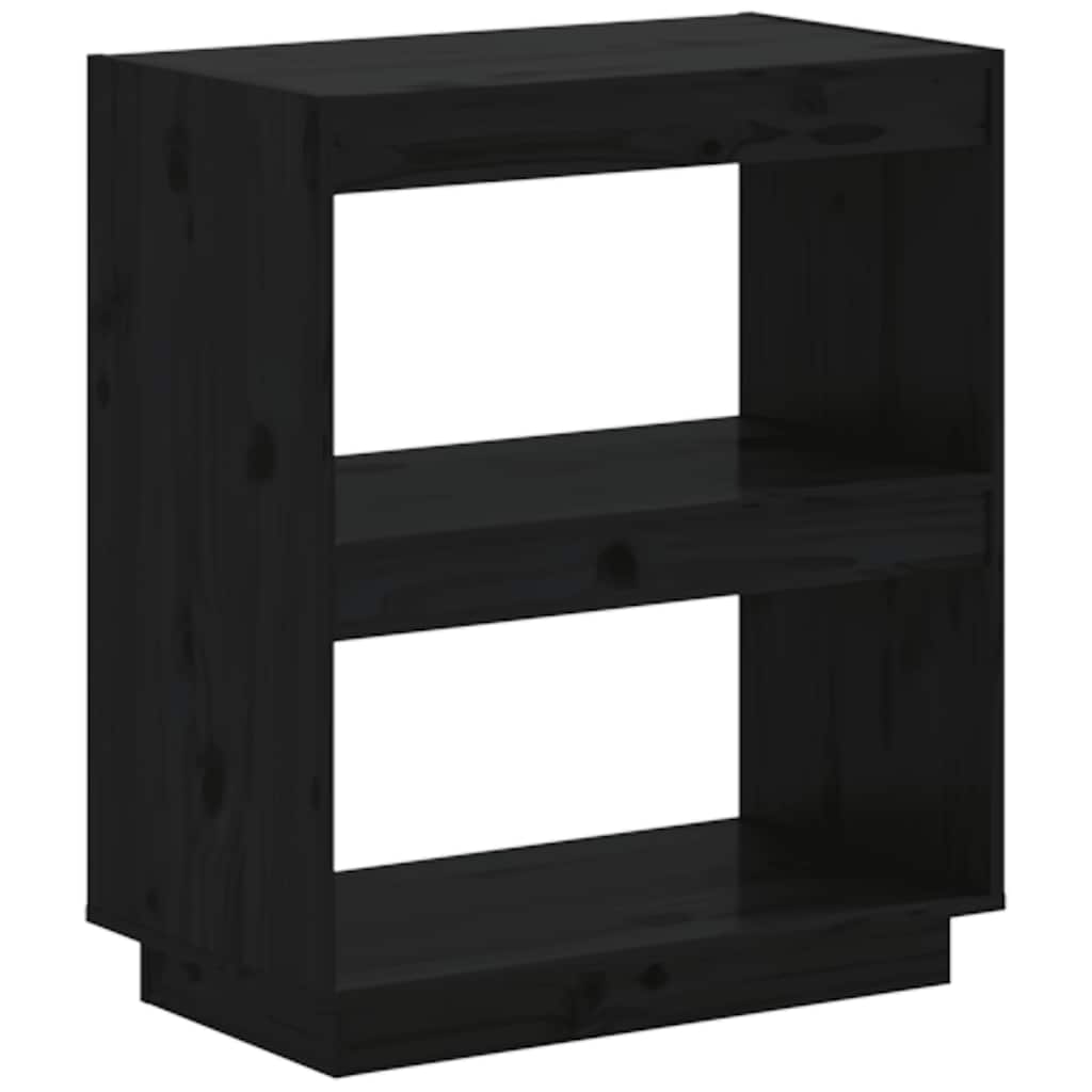 vidaXL Knihovna černá 60 x 35 x 71 cm masivní dřevo borovice