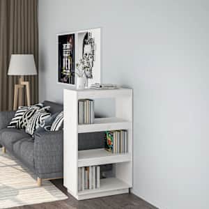 Knjižna omara / pregrada bela 60x35x103 cm trdna borovina