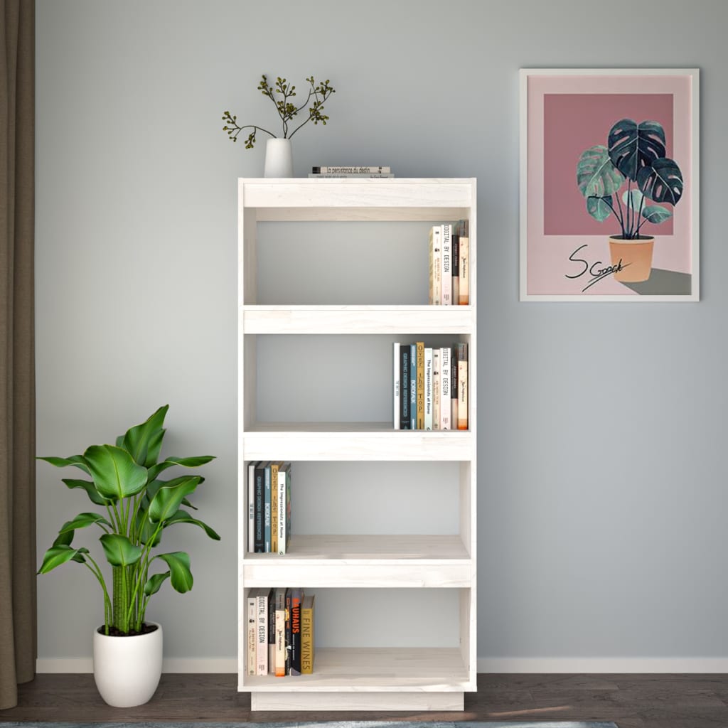 

vidaXL Boekenkast/kamerscherm 60x35x135 cm massief grenenhout wit