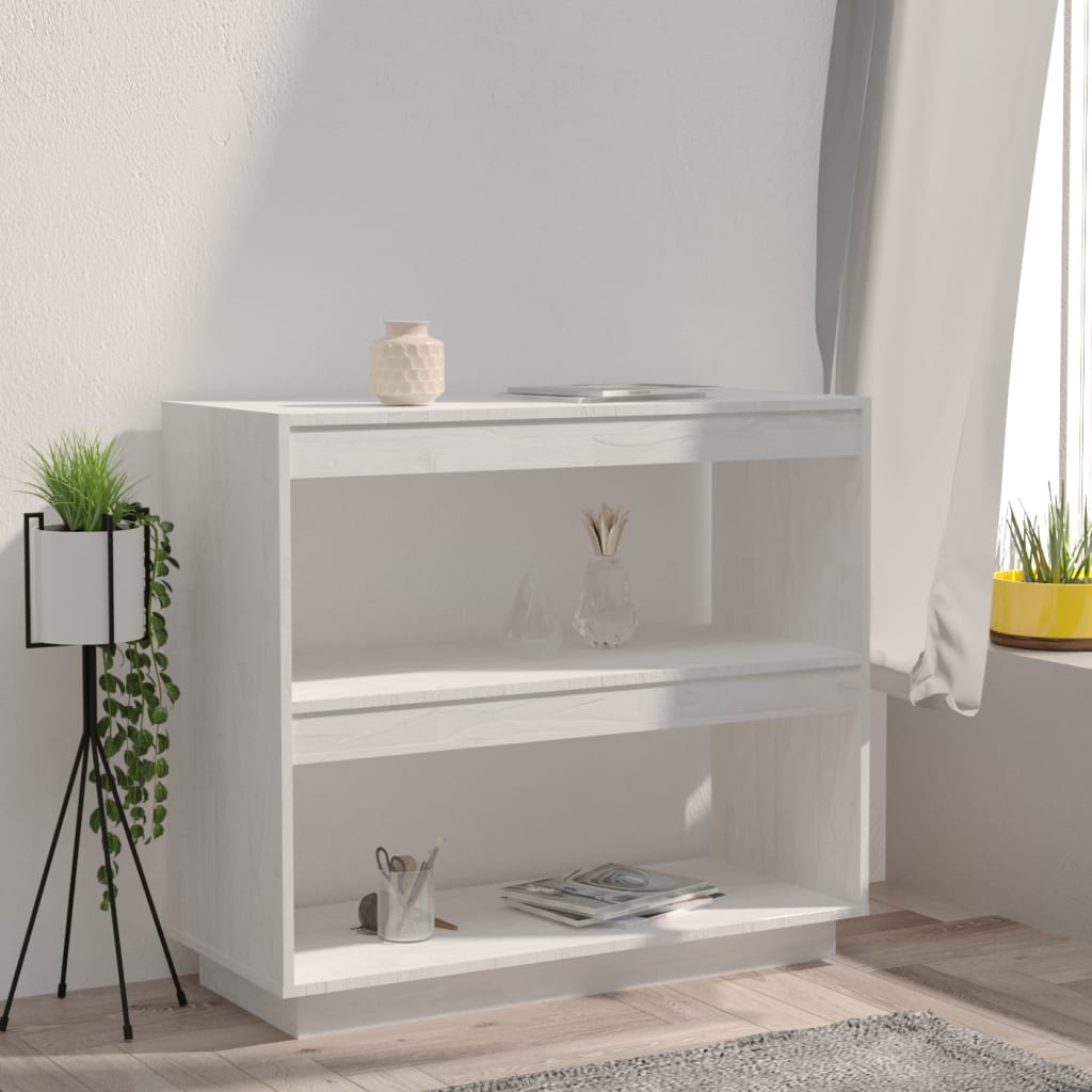 Thumbnail - vidaXL Bücherregal Weiß 80x35x71 cm Massivholz Kiefer