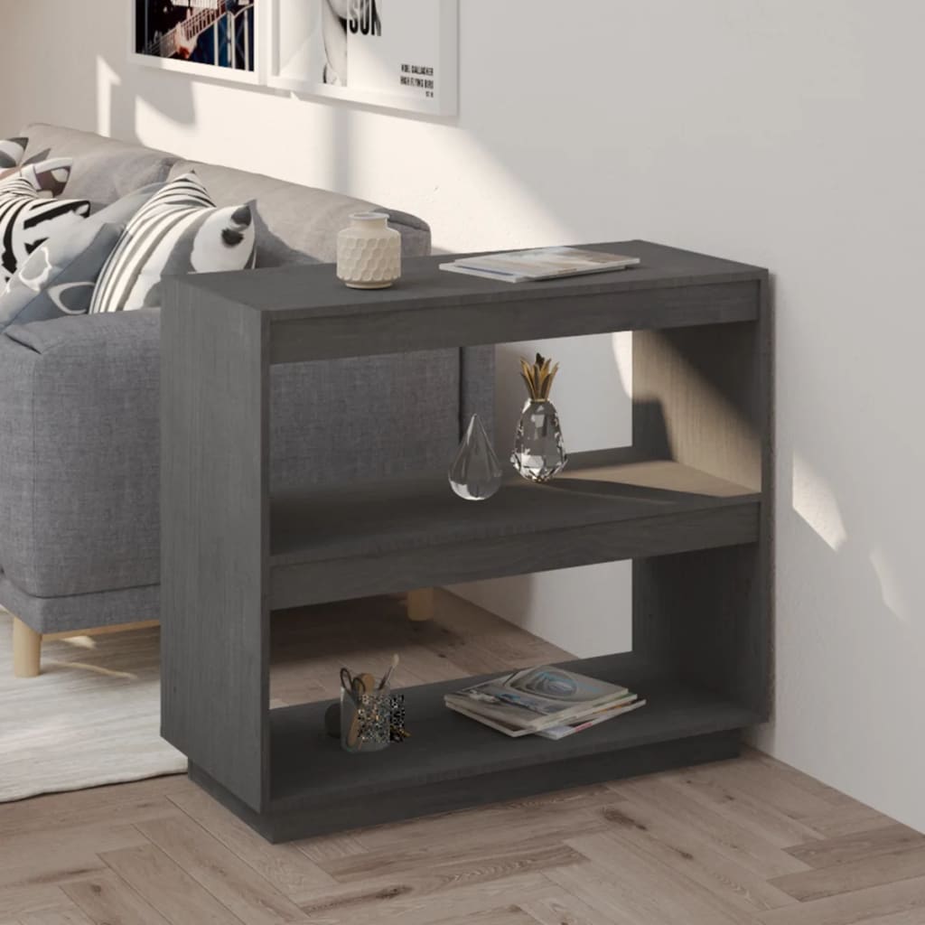 vidaXL Rega� na ksi��ki, szary, 80x35x71 cm, lite drewno sosnowe