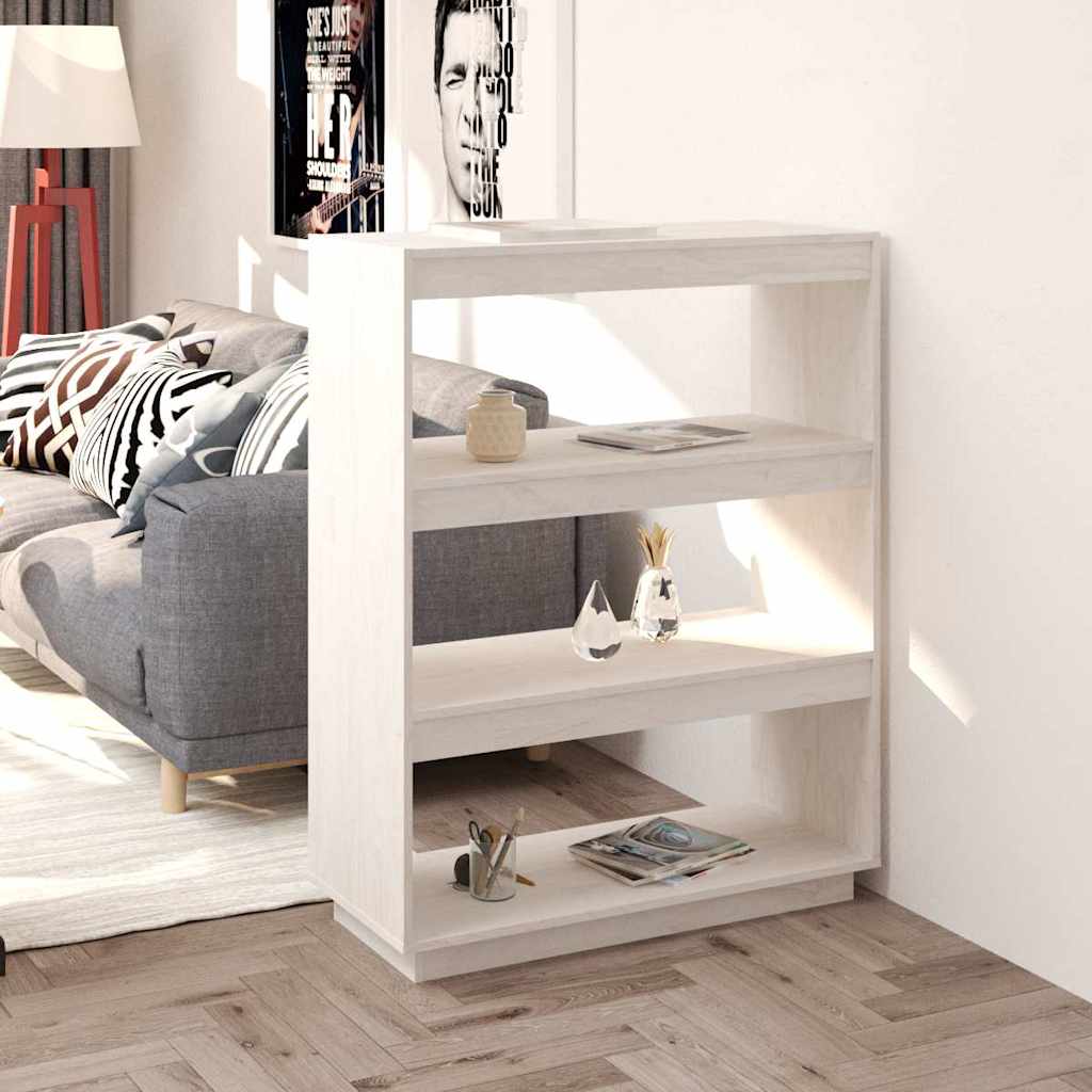 vidaXL Rega� na ksi��ki/przegroda, bia�y, 80x35x103 cm, drewno sosnowe
