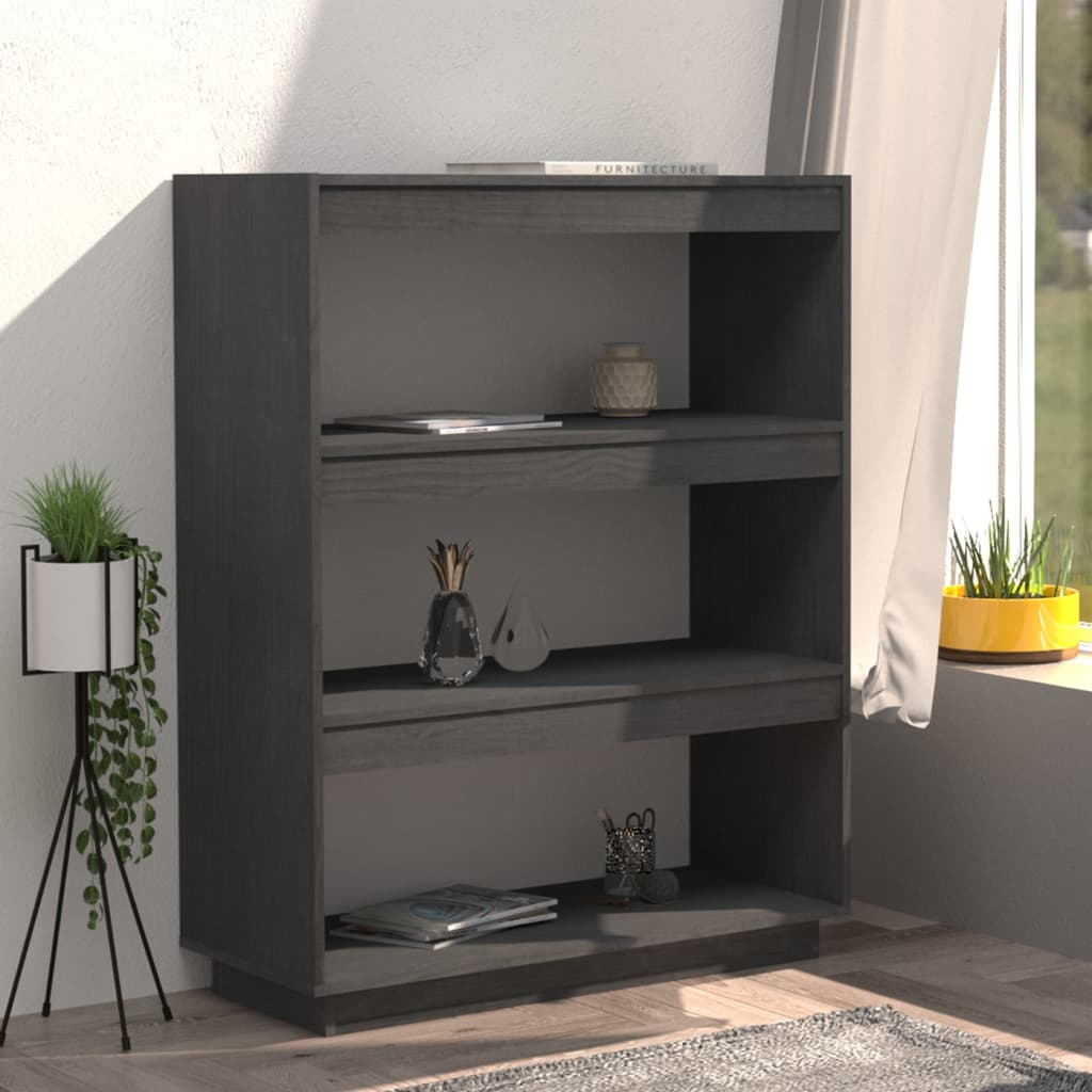 vidaXL Boekenkast/kamerscherm 80x35x103 cm massief grenenhout grijs