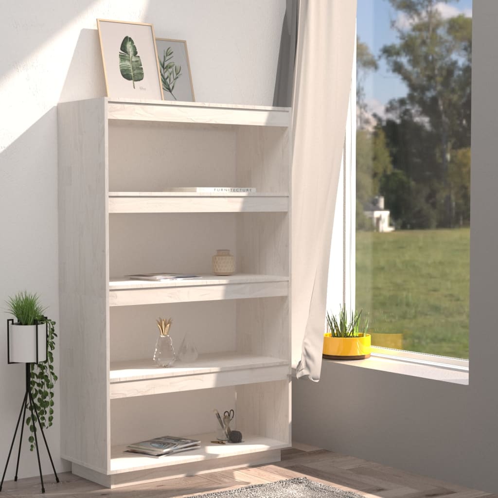 

vidaXL Boekenkast/kamerscherm 80x35x135 cm massief grenenhout wit