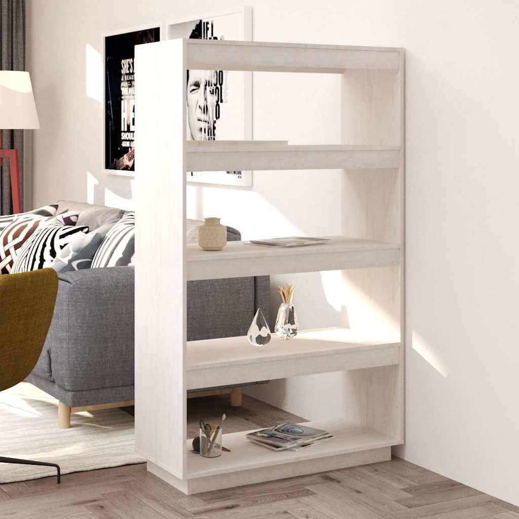 vidaXL Rega� na ksi��ki/przegroda, bia�y, 80x35x135 cm, drewno sosnowe