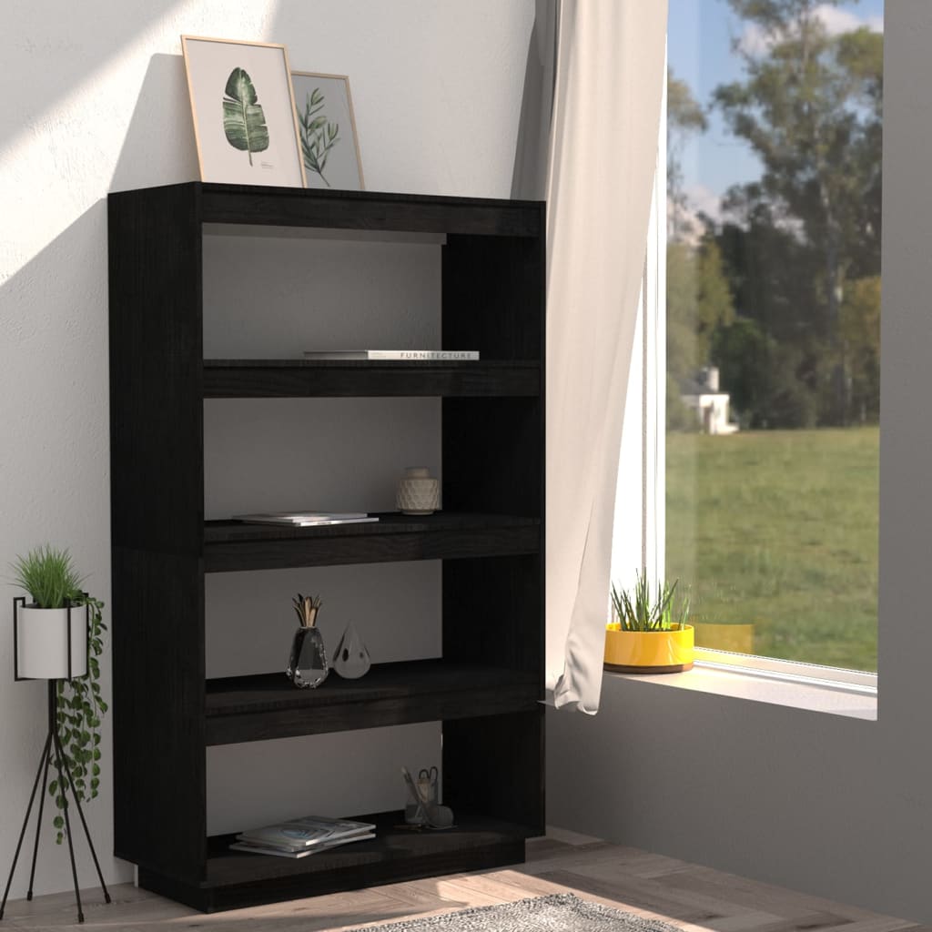 

vidaXL Boekenkast/kamerscherm 80x35x135 cm massief grenenhout zwart