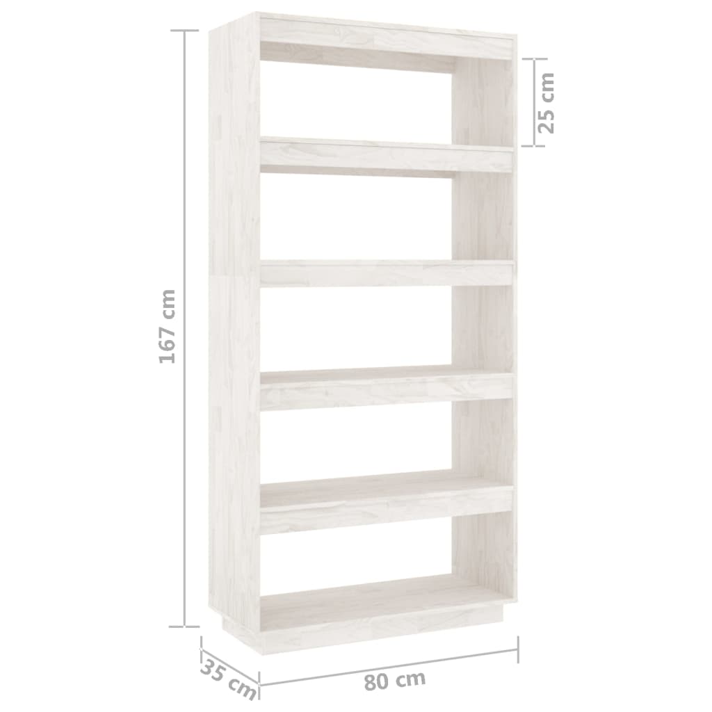 Biblioteca/Separator camera vidaXL, alb, 80x35x167 cm, lemn masiv pin, 20.05 kg 2 8720286816264 g en hd 6