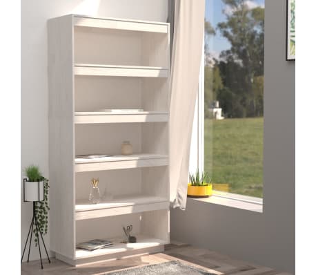 vidaXL B&uuml;cherregal/Raumteiler Wei&szlig; 80x35x167 cm Massivholz Kiefer