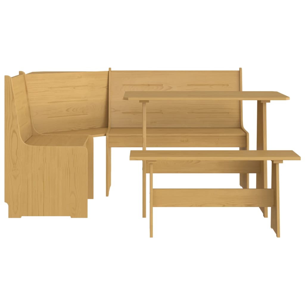 vidaXL Set mobilier de bucătărie, 3 piese, maro miere, lemn masiv pin