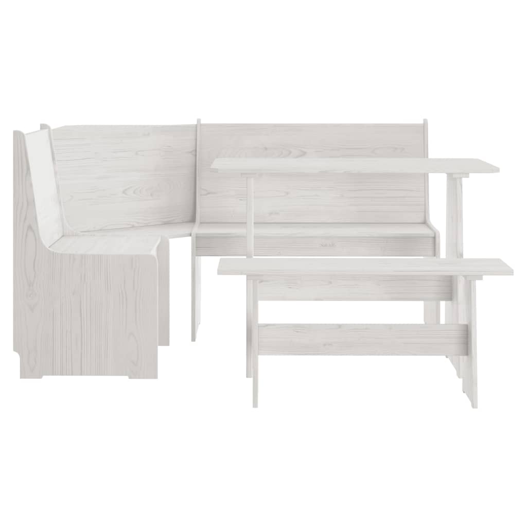 vidaXL Juego muebles de jardín 3 pzas madera maciza pino blanco