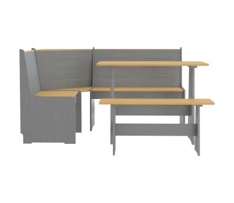 vidaXL Set mobilier bucătărie, 3 piese, maro miere&gri, lemn masiv pin
