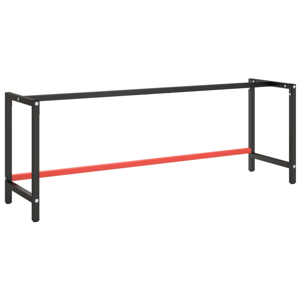 Rám pracovního stolu matně černý a matně červený 220x57x79 cm