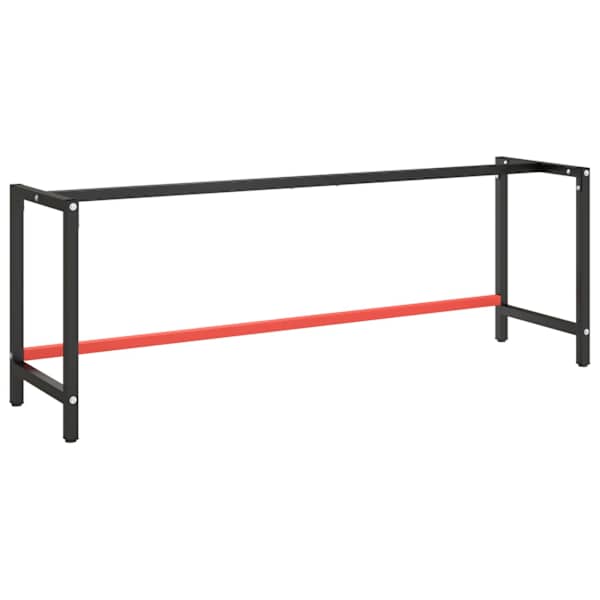 vidaXL t&ouml;&ouml;pingi raam, must ja matt punane, 220x57x79 cm, metall