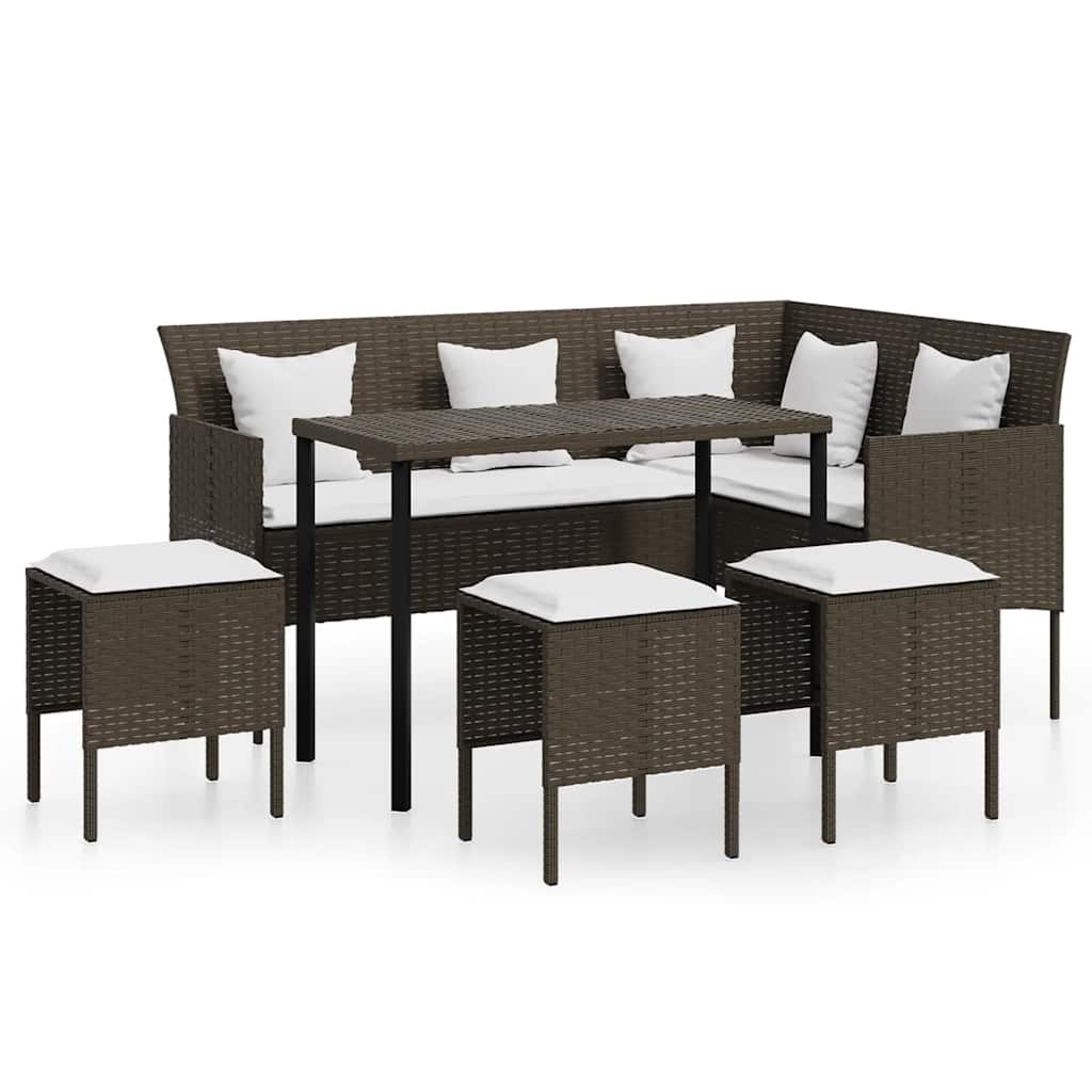 Thumbnail - vidaXL 5-tlg. Sofagarnitur in L-Form mit Kissen Poly Rattan Braun