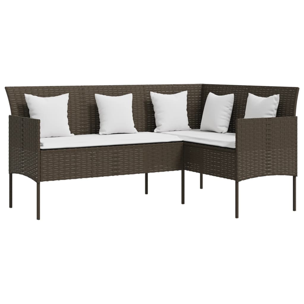 

vidaXL 5-delige Loungeset met kussens L-vormig poly rattan bruin