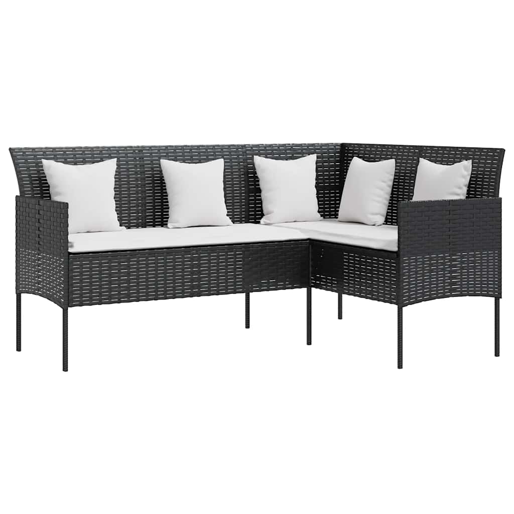 vidaXL 5-delige Loungeset met kussens L-vormig poly rattan zwart afbeelding