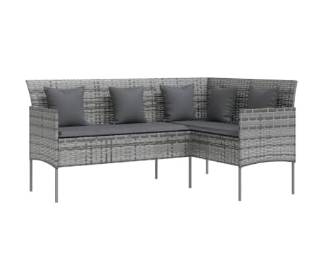 vidaXL Set Divano a L con Cuscini 5 pz Grigio in Polyrattan
