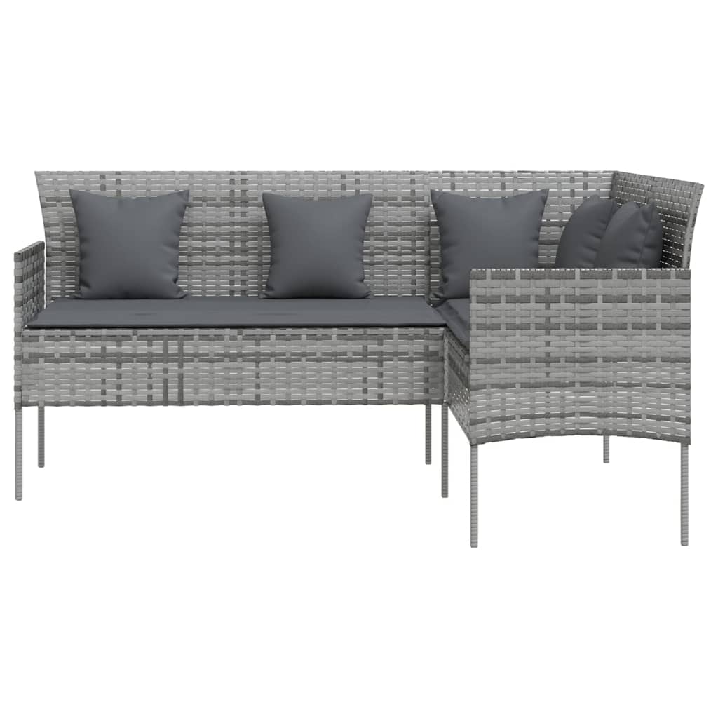 vidaXL Sofa w kształcie litery L, z poduszkami, polirattan, szara