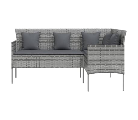 vidaXL Sofa w kształcie litery L, z poduszkami, polirattan, szara