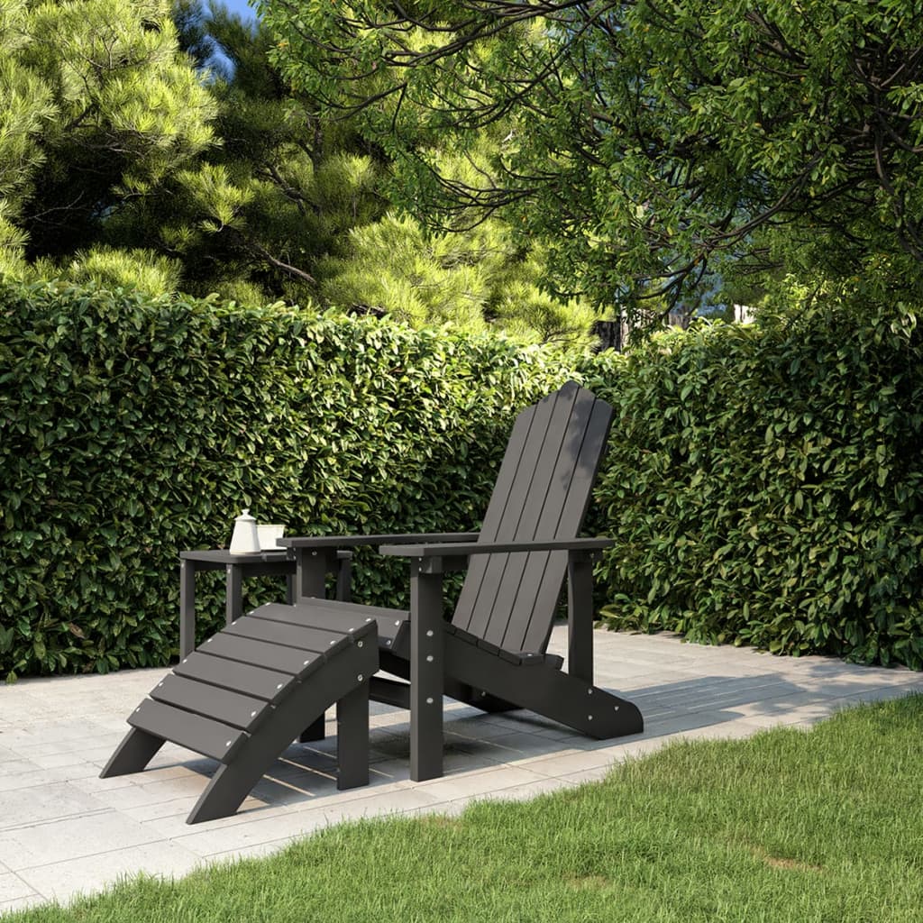 Vidaxl Scaun De Gradina Adirondack Cu Suport Picioare, Antracit, Hdpe