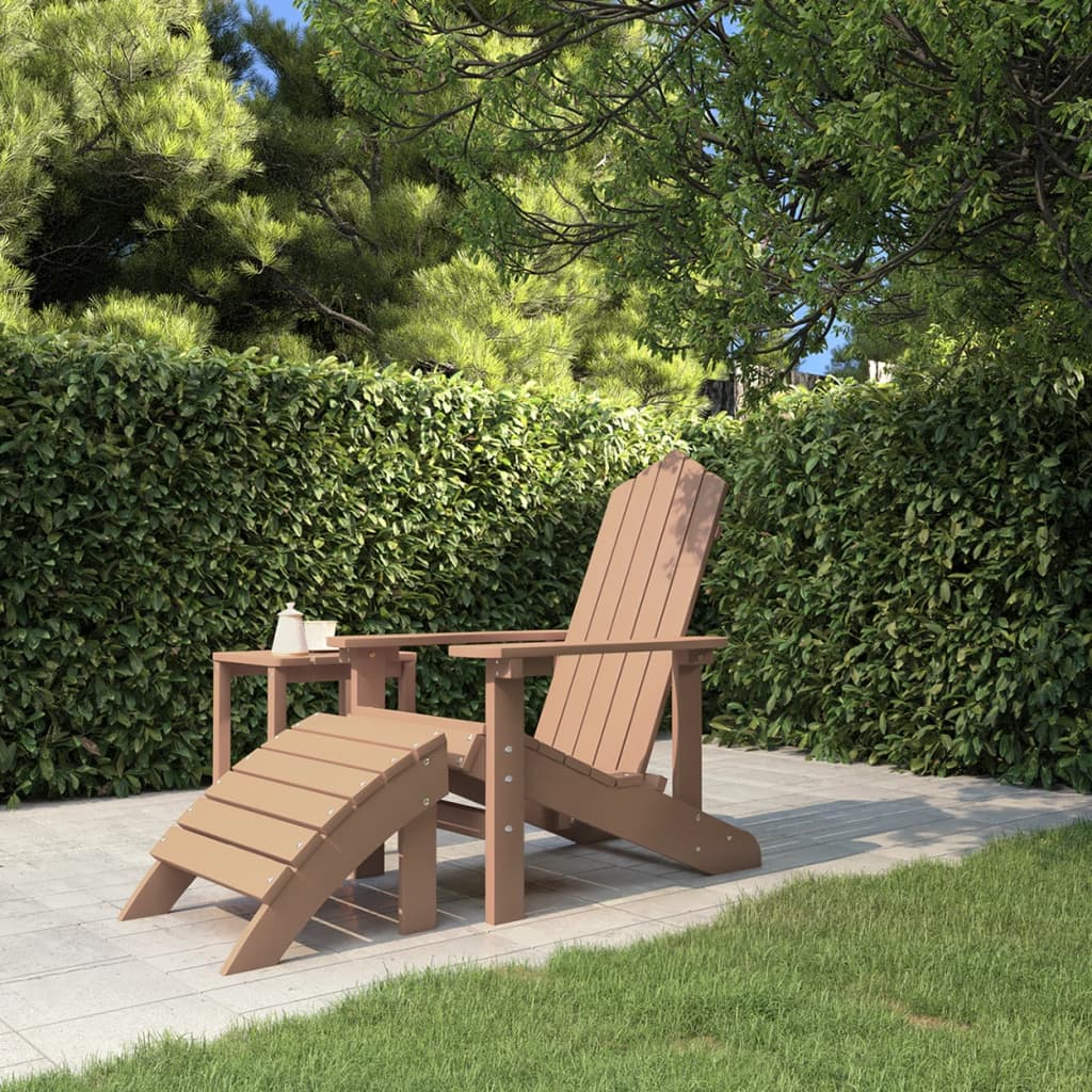 Vidaxl Scaun De Gradina Adirondack Cu Suport Pentru Picioare Maro Hdpe