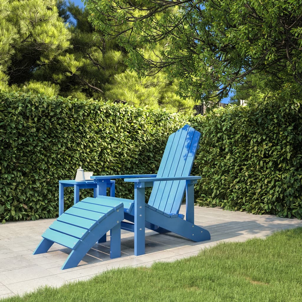 Vidaxl Scaun Gradina Adirondack, Suport Picioare, Albastru Aqua, Hdpe