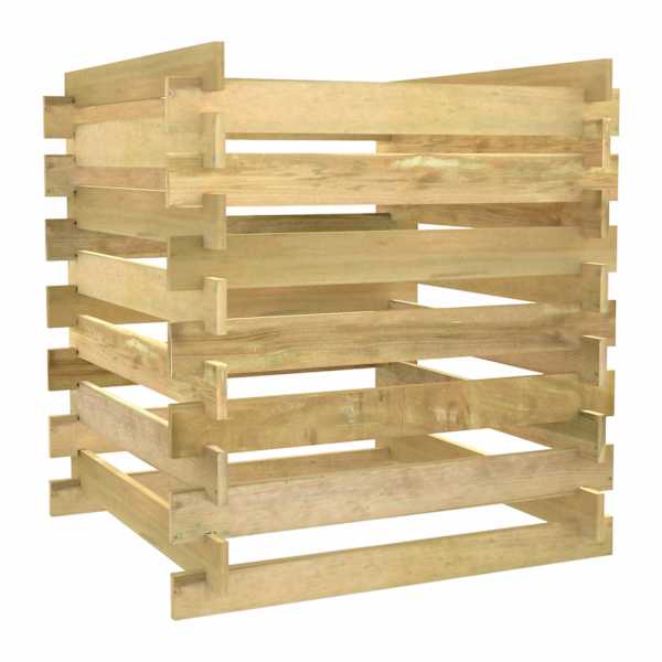 vidaXL liistudega kompostikast 90x90x90 cm, immutatud m&auml;nnipuit