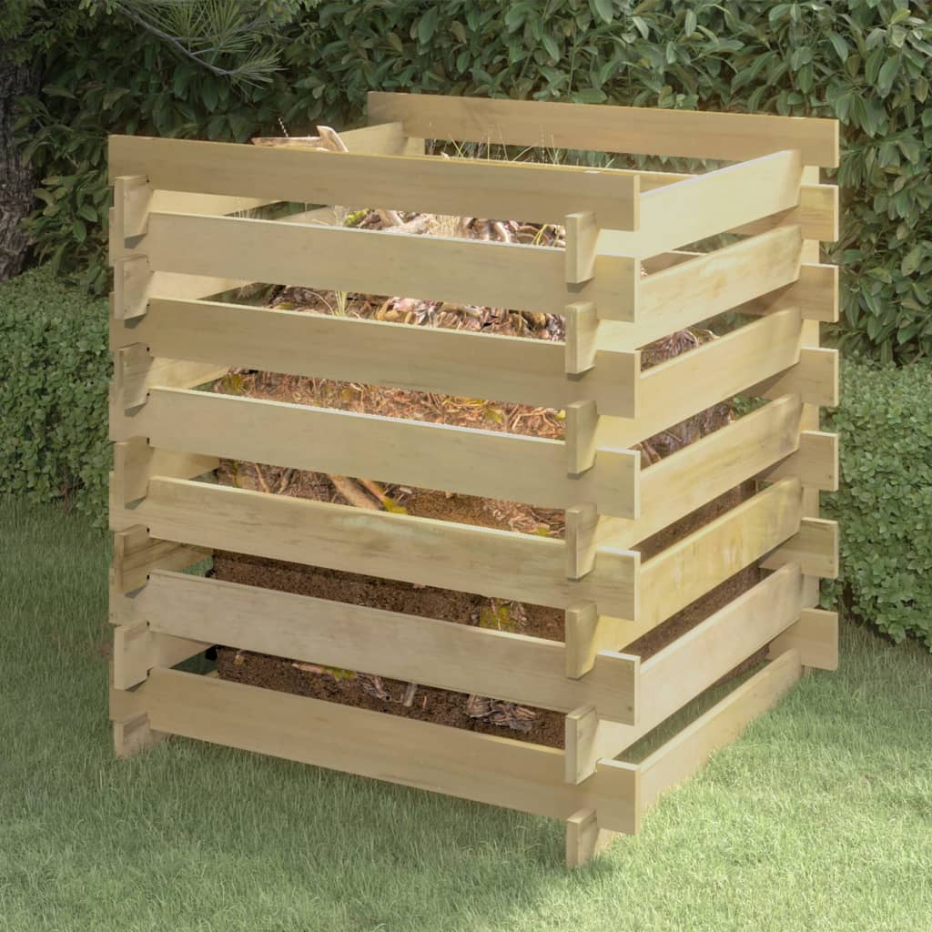 vidaXL Compostor de grădină din șipci, 90x90x90 cm, lemn de pin tratat