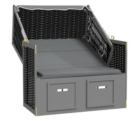 vidaXL Pl&aacute;žov&yacute; k&ocirc;&scaron; a strie&scaron;ka polyratan mas&iacute;vne drevo antracit čierny